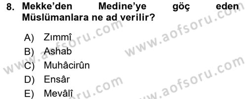 Genel Uygarlık Tarihi Dersi 2017 - 2018 Yılı (Final) Dönem Sonu Sınav Soruları 8. Soru