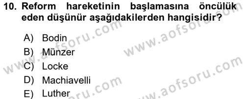 Genel Uygarlık Tarihi Dersi 2018 - 2019 Yılı 3 Ders Sınav Soruları 10. Soru
