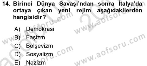 Genel Uygarlık Tarihi Dersi 2018 - 2019 Yılı 3 Ders Sınav Soruları 14. Soru