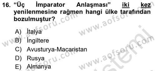 Genel Uygarlık Tarihi Dersi 2018 - 2019 Yılı 3 Ders Sınav Soruları 16. Soru