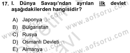 Genel Uygarlık Tarihi Dersi 2018 - 2019 Yılı 3 Ders Sınav Soruları 17. Soru