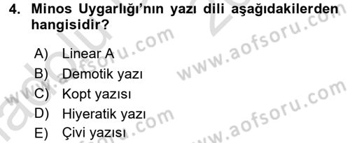 Genel Uygarlık Tarihi Dersi 2018 - 2019 Yılı 3 Ders Sınav Soruları 4. Soru