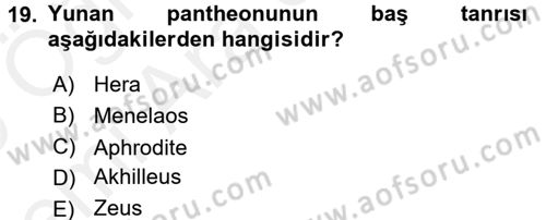Genel Uygarlık Tarihi Dersi 2018 - 2019 Yılı (Vize) Ara Sınav Soruları 19. Soru