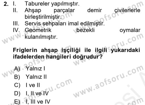 Genel Uygarlık Tarihi Dersi 2018 - 2019 Yılı (Vize) Ara Sınav Soruları 2. Soru