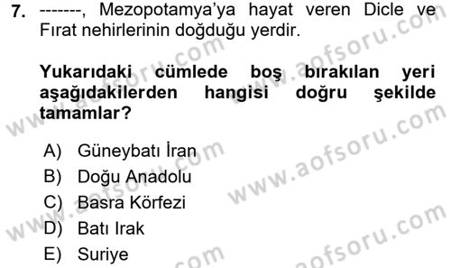 Genel Uygarlık Tarihi Dersi 2018 - 2019 Yılı (Vize) Ara Sınav Soruları 7. Soru