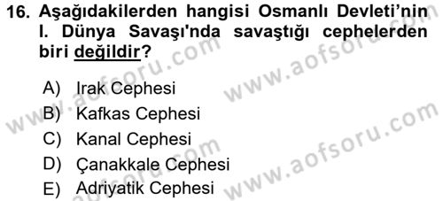 Genel Uygarlık Tarihi Dersi 2018 - 2019 Yılı (Final) Dönem Sonu Sınav Soruları 16. Soru