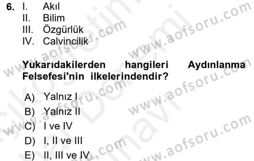 Genel Uygarlık Tarihi Dersi 2018 - 2019 Yılı (Final) Dönem Sonu Sınav Soruları 6. Soru