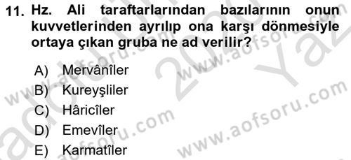 Genel Uygarlık Tarihi Dersi 2020 - 2021 Yılı Yaz Okulu Sınav Soruları 11. Soru