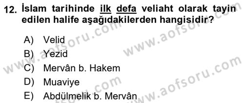 Genel Uygarlık Tarihi Dersi 2020 - 2021 Yılı Yaz Okulu Sınav Soruları 12. Soru