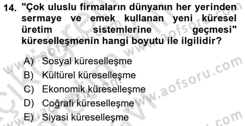 Genel Uygarlık Tarihi Dersi 2020 - 2021 Yılı Yaz Okulu Sınav Soruları 14. Soru