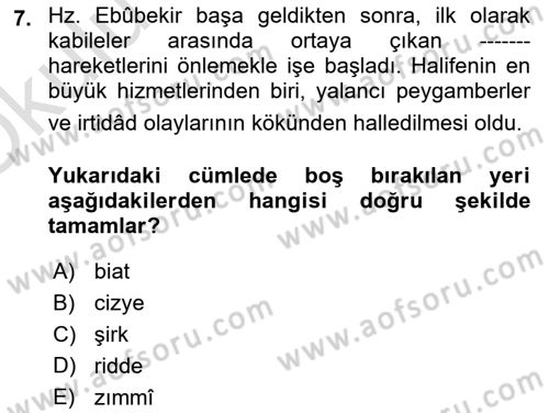 Genel Uygarlık Tarihi Dersi 2020 - 2021 Yılı Yaz Okulu Sınav Soruları 7. Soru