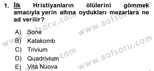 Genel Uygarlık Tarihi Dersi 2021 - 2022 Yılı (Vize) Ara Sınav Soruları 1. Soru