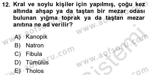 Genel Uygarlık Tarihi Dersi 2021 - 2022 Yılı (Vize) Ara Sınav Soruları 12. Soru