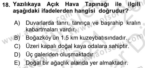 Genel Uygarlık Tarihi Dersi 2021 - 2022 Yılı (Vize) Ara Sınav Soruları 18. Soru