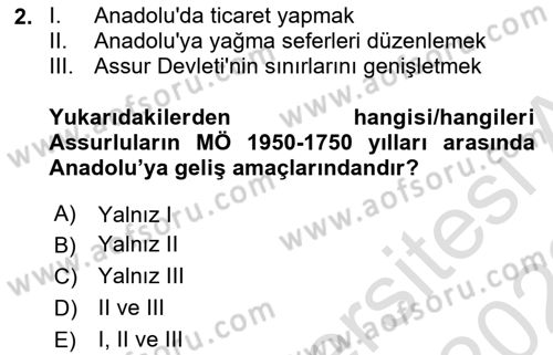 Genel Uygarlık Tarihi Dersi 2021 - 2022 Yılı (Vize) Ara Sınavı 2. Soru