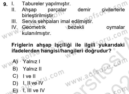Genel Uygarlık Tarihi Dersi 2021 - 2022 Yılı (Vize) Ara Sınav Soruları 9. Soru