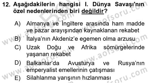 Genel Uygarlık Tarihi Dersi 2021 - 2022 Yılı (Final) Dönem Sonu Sınav Soruları 12. Soru