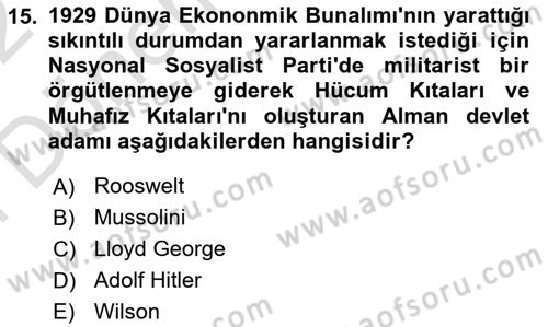 Genel Uygarlık Tarihi Dersi 2021 - 2022 Yılı (Final) Dönem Sonu Sınav Soruları 15. Soru