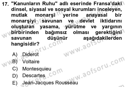 Genel Uygarlık Tarihi Dersi 2021 - 2022 Yılı (Final) Dönem Sonu Sınav Soruları 17. Soru