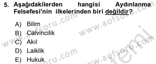 Genel Uygarlık Tarihi Dersi 2021 - 2022 Yılı (Final) Dönem Sonu Sınav Soruları 5. Soru