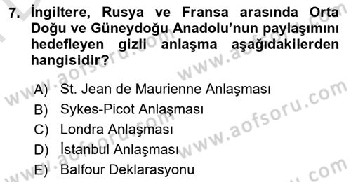 Genel Uygarlık Tarihi Dersi 2021 - 2022 Yılı (Final) Dönem Sonu Sınav Soruları 7. Soru