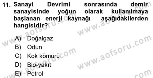Genel Uygarlık Tarihi Dersi 2021 - 2022 Yılı Yaz Okulu Sınav Soruları 11. Soru