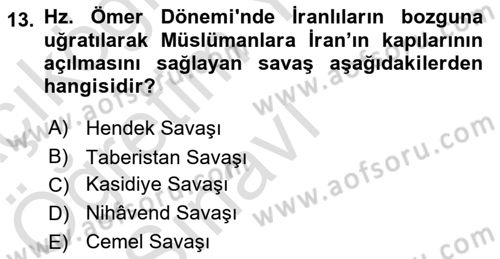 Genel Uygarlık Tarihi Dersi 2021 - 2022 Yılı Yaz Okulu Sınav Soruları 13. Soru