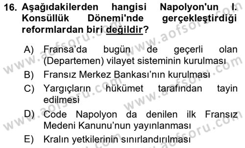 Genel Uygarlık Tarihi Dersi 2021 - 2022 Yılı Yaz Okulu Sınav Soruları 16. Soru