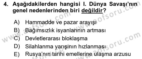 Genel Uygarlık Tarihi Dersi 2021 - 2022 Yılı Yaz Okulu Sınav Soruları 4. Soru