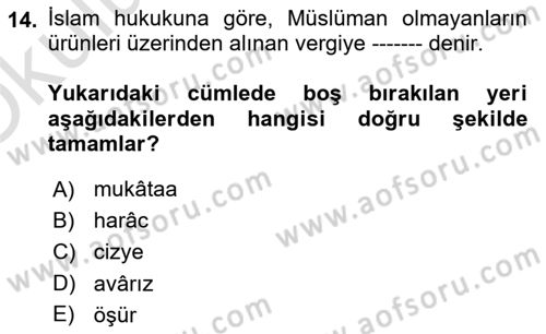 Genel Uygarlık Tarihi Dersi 2022 - 2023 Yılı Yaz Okulu Sınavı 14. Soru