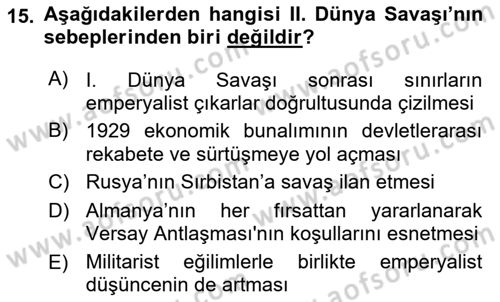 Genel Uygarlık Tarihi Dersi 2022 - 2023 Yılı Yaz Okulu Sınav Soruları 15. Soru