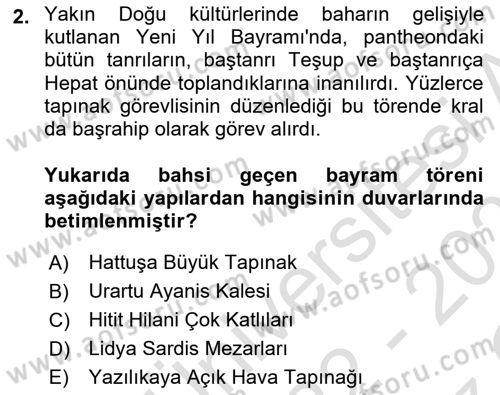 Genel Uygarlık Tarihi Dersi 2022 - 2023 Yılı Yaz Okulu Sınav Soruları 2. Soru