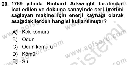 Genel Uygarlık Tarihi Dersi 2022 - 2023 Yılı Yaz Okulu Sınav Soruları 20. Soru