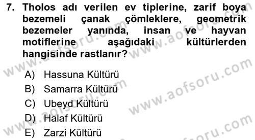 Genel Uygarlık Tarihi Dersi 2022 - 2023 Yılı Yaz Okulu Sınav Soruları 7. Soru
