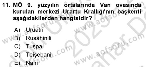 Genel Uygarlık Tarihi Dersi 2023 - 2024 Yılı (Vize) Ara Sınav Soruları 11. Soru