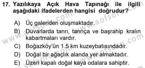 Genel Uygarlık Tarihi Dersi 2023 - 2024 Yılı (Vize) Ara Sınav Soruları 17. Soru