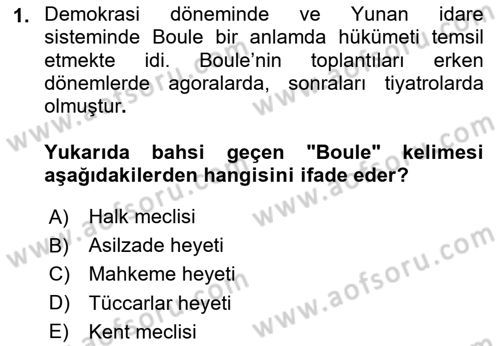 Genel Uygarlık Tarihi Dersi 2023 - 2024 Yılı (Final) Dönem Sonu Sınav Soruları 1. Soru