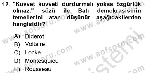 Genel Uygarlık Tarihi Dersi 2023 - 2024 Yılı (Final) Dönem Sonu Sınav Soruları 12. Soru