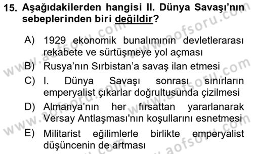 Genel Uygarlık Tarihi Dersi 2023 - 2024 Yılı (Final) Dönem Sonu Sınav Soruları 15. Soru