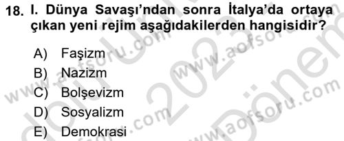 Genel Uygarlık Tarihi Dersi 2023 - 2024 Yılı (Final) Dönem Sonu Sınav Soruları 18. Soru