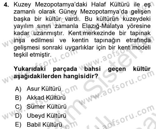 Genel Uygarlık Tarihi Dersi 2023 - 2024 Yılı (Final) Dönem Sonu Sınav Soruları 4. Soru