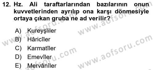 Genel Uygarlık Tarihi Dersi 2023 - 2024 Yılı Yaz Okulu Sınav Soruları 12. Soru