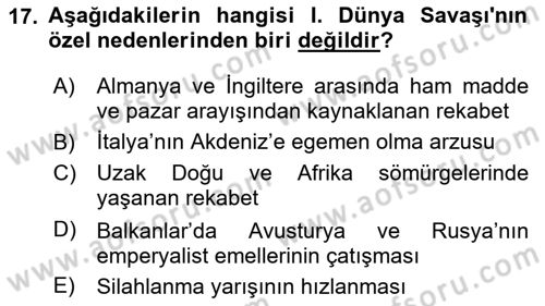 Genel Uygarlık Tarihi Dersi 2023 - 2024 Yılı Yaz Okulu Sınav Soruları 17. Soru