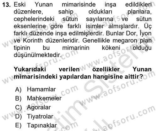 Genel Uygarlık Tarihi Dersi 2024 - 2025 Yılı (Vize) Ara Sınav Soruları 13. Soru