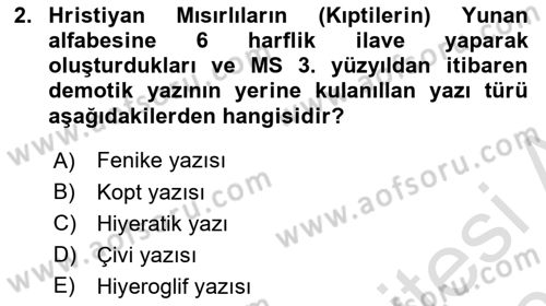Genel Uygarlık Tarihi Dersi 2024 - 2025 Yılı (Vize) Ara Sınav Soruları 2. Soru
