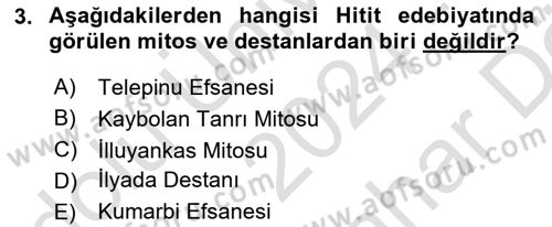 Genel Uygarlık Tarihi Dersi 2024 - 2025 Yılı (Vize) Ara Sınav Soruları 3. Soru