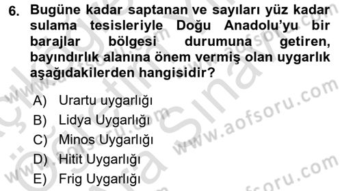 Genel Uygarlık Tarihi Dersi 2024 - 2025 Yılı (Vize) Ara Sınav Soruları 6. Soru