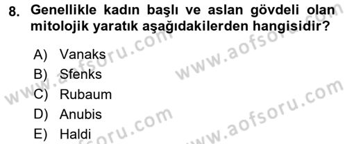 Genel Uygarlık Tarihi Dersi 2024 - 2025 Yılı (Vize) Ara Sınav Soruları 8. Soru