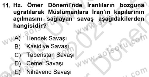 Genel Uygarlık Tarihi Dersi 2024 - 2025 Yılı (Final) Dönem Sonu Sınav Soruları 11. Soru