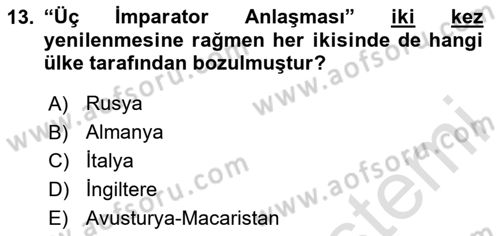 Genel Uygarlık Tarihi Dersi 2024 - 2025 Yılı (Final) Dönem Sonu Sınav Soruları 13. Soru